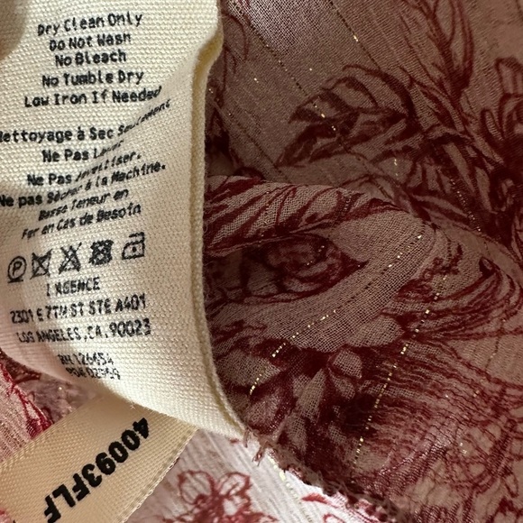L’AGENCE Nadine Silk Metallic Floral Blouse Red White Size L Luxury Designer Top - Picture 9 of 9